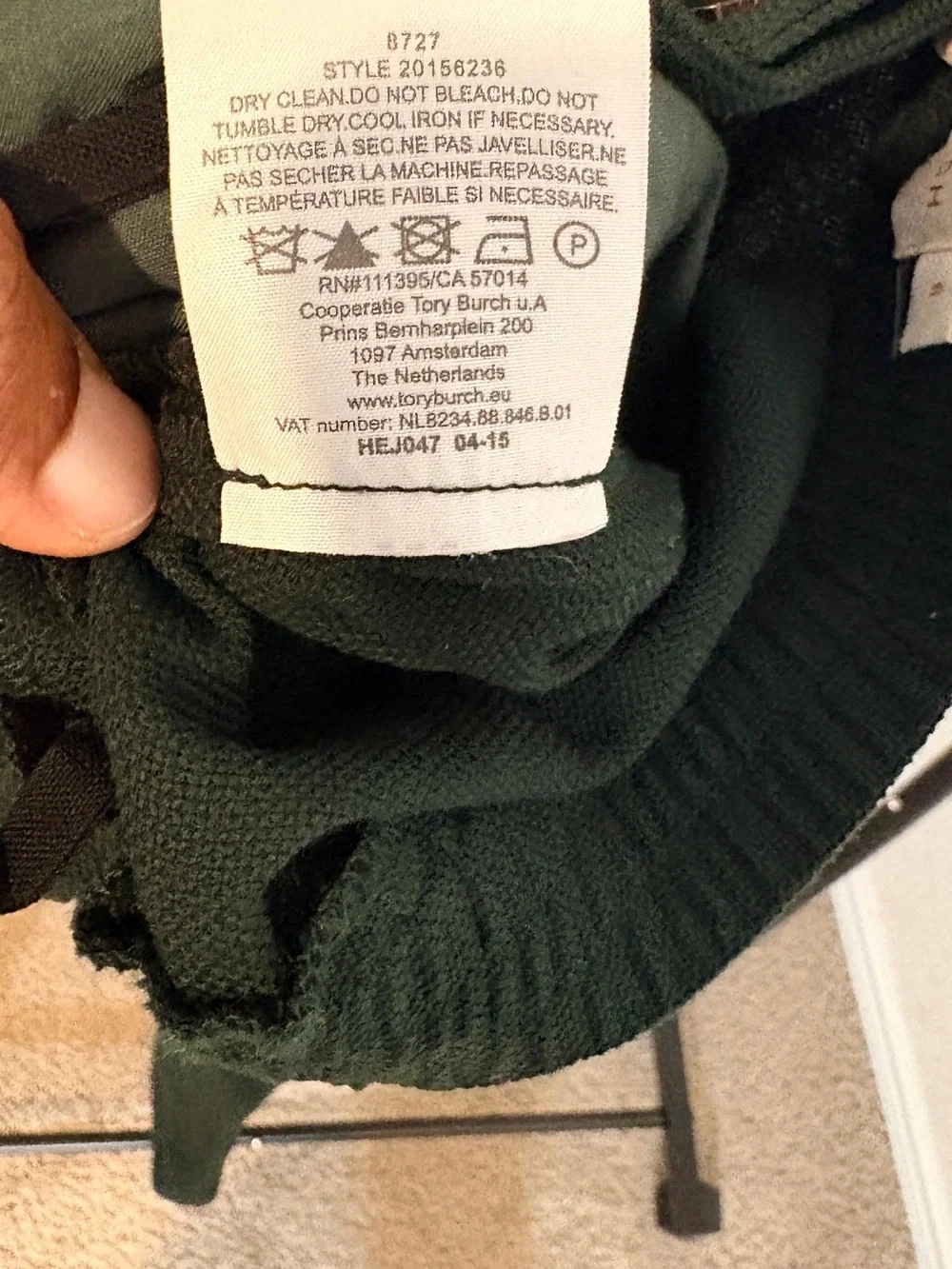 Tory Burch Dark Green Knit Pants 98% Wool
